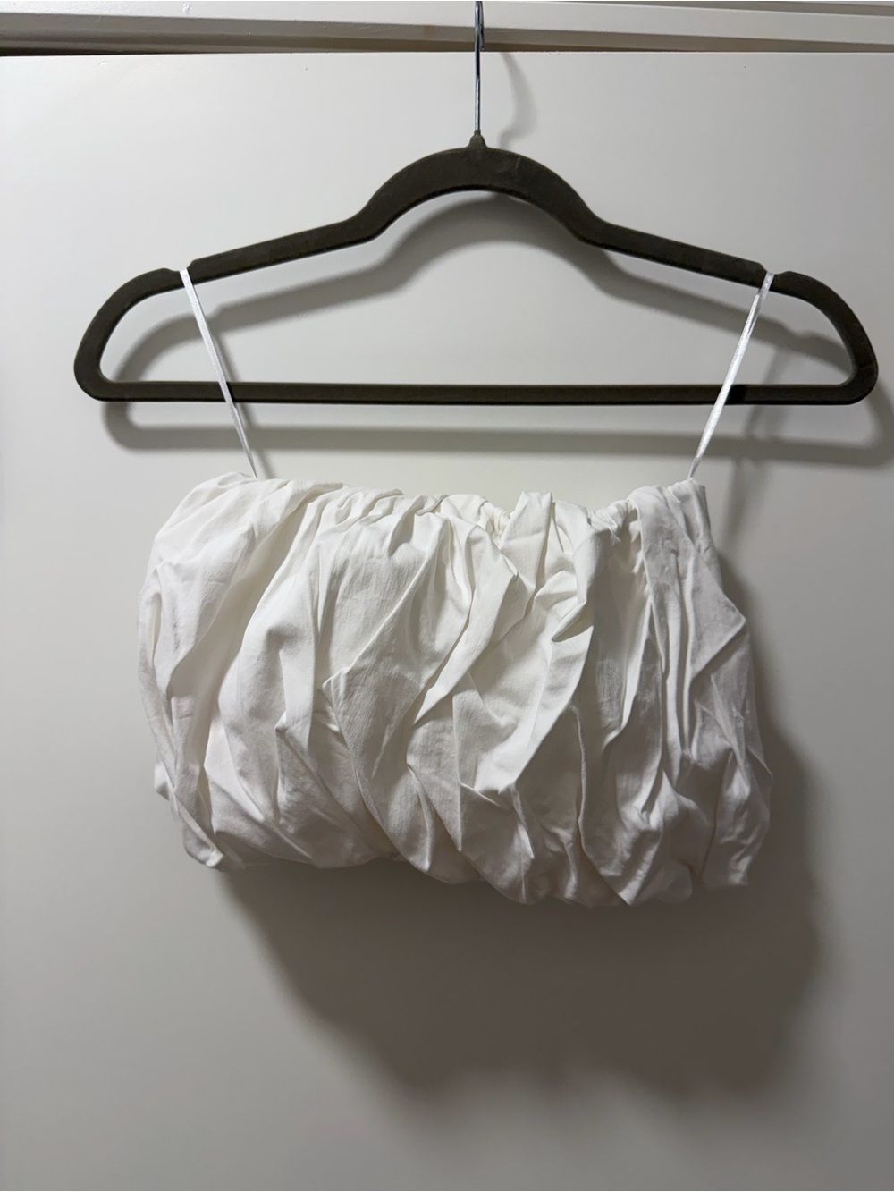 Zara White Bubble Bandeau Crop Top - Sz XS